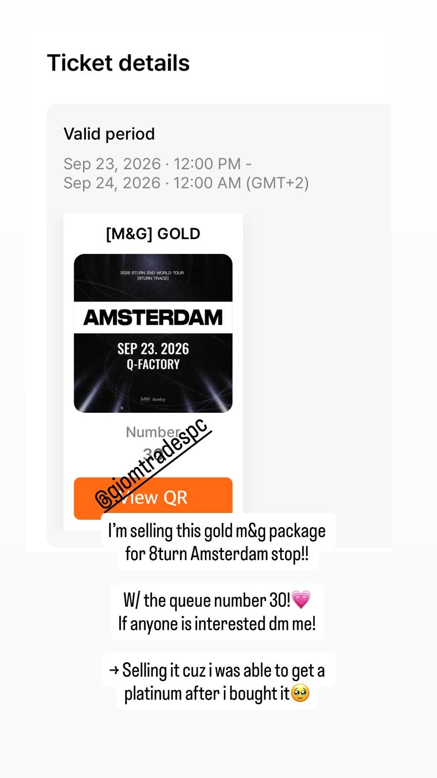 8turn gold m&g ticket, Tickets en Kaartjes, Eén persoon, Cadeaubon