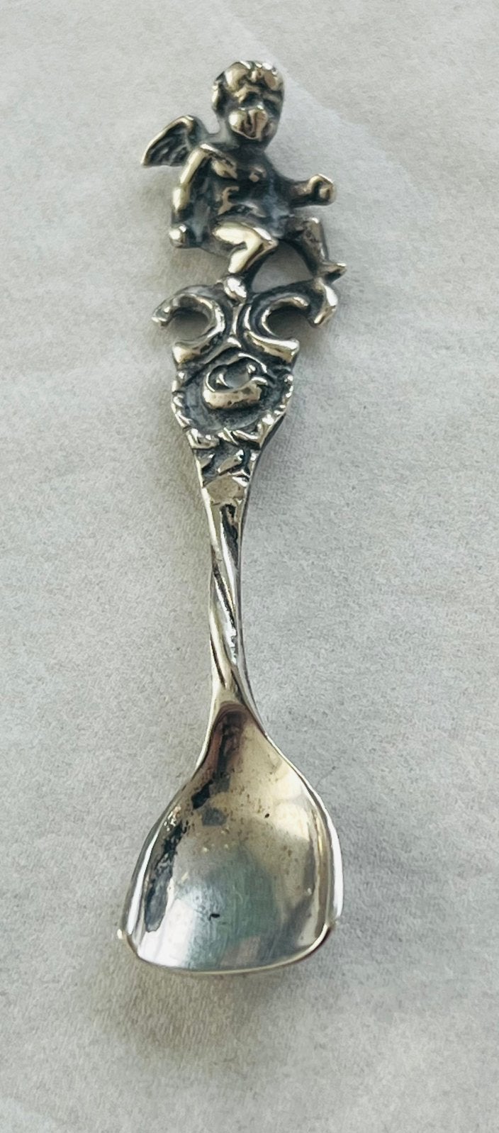 Art Nouveau Zilveren Zoutlepeltje met Engeltje - 5,7 cm, Verzenden, Zilver
