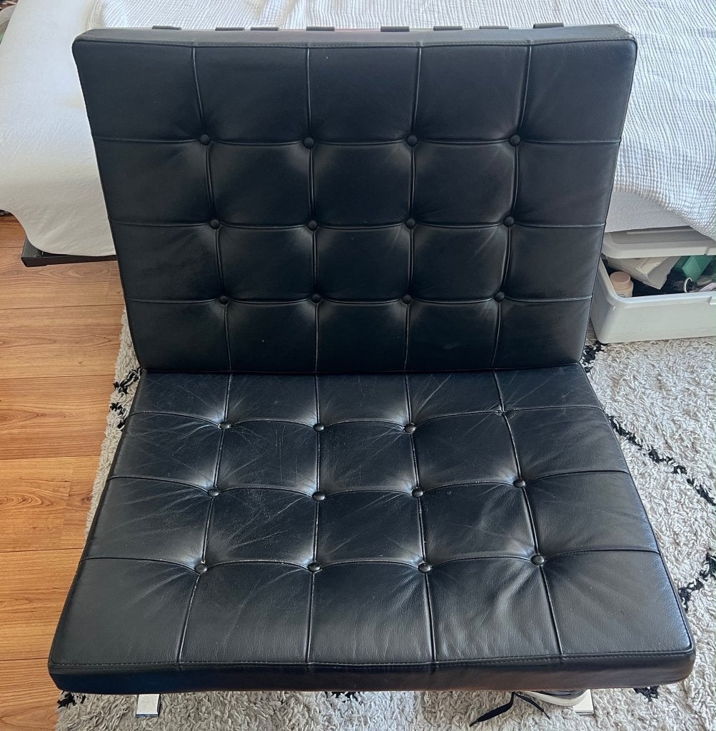 Barcelona chair replica 2 stuks, Huis en Inrichting, Ophalen, Gebruikt, Twee, Zwart