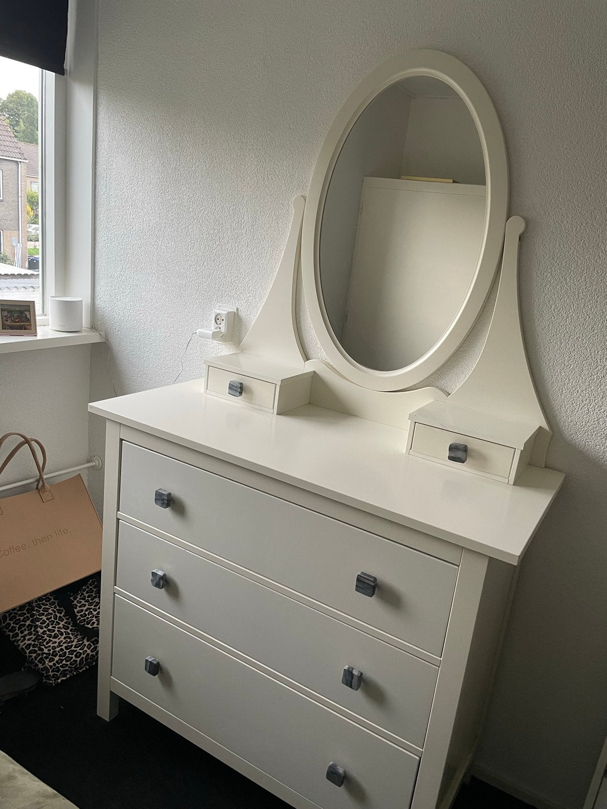 Witte kaptafel met lades, Ophalen, Gebruikt, 100 tot 150 cm, 50 tot 100 cm