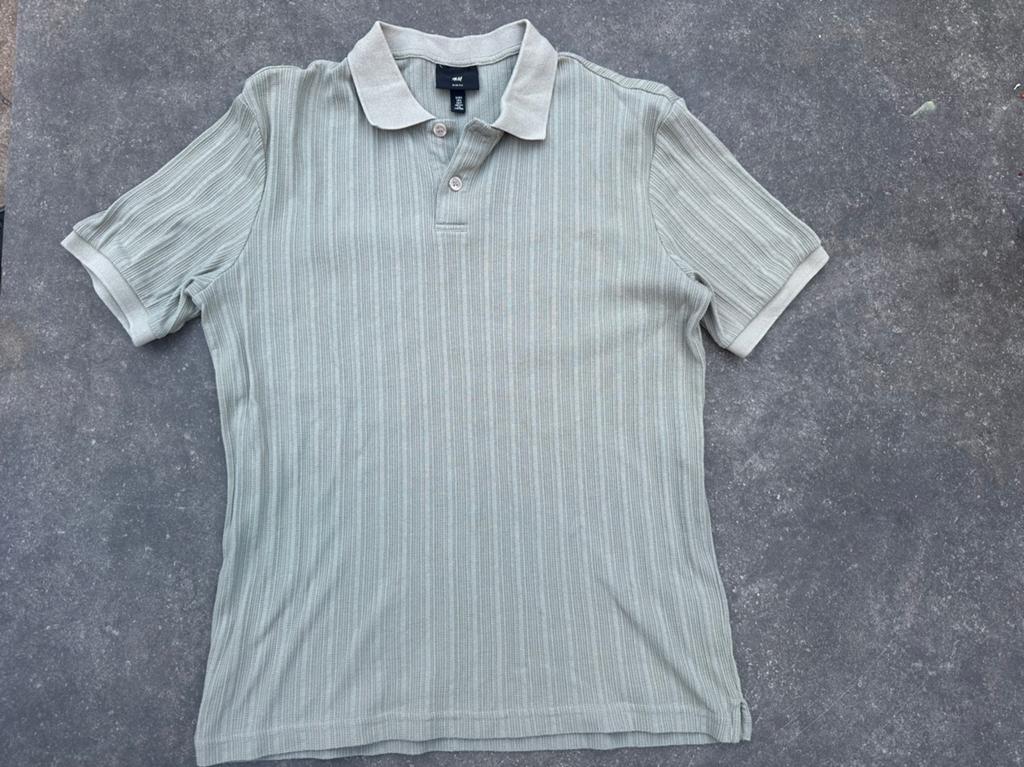 H&M grijsgroene polo maat S, Kleding | Heren, Polo's, Ophalen of Verzenden, Zo goed als nieuw, Maat 46 (S) of kleiner, Blauw