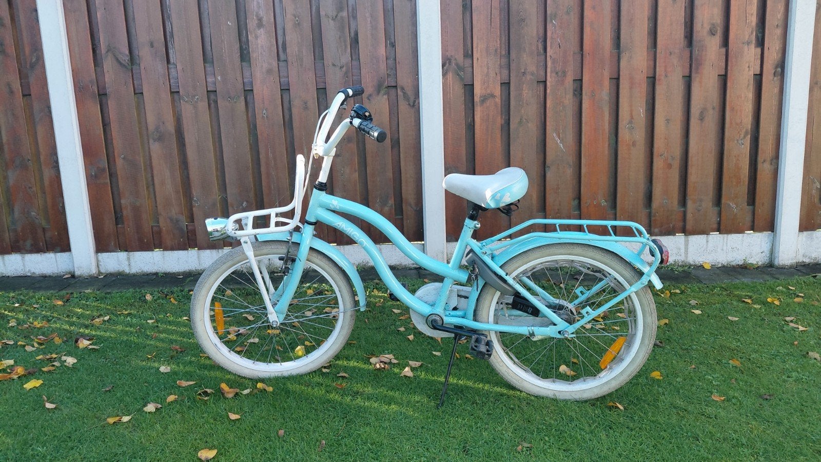Mintgroene kinderfiets 20 inch met voordrager, Ophalen, Gebruikt, 20 inch of meer