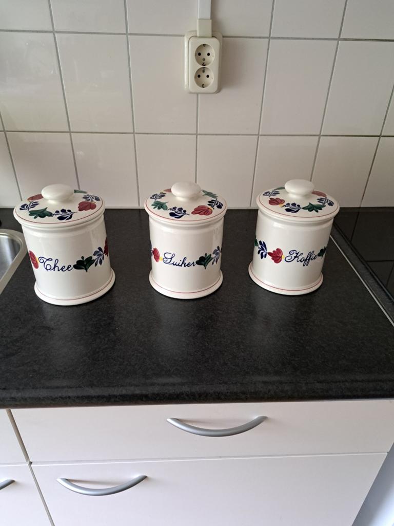 3 Boerenbond voorraadpotten: Koffie, Thee, Suiker, Antiek en Kunst, Ophalen of Verzenden