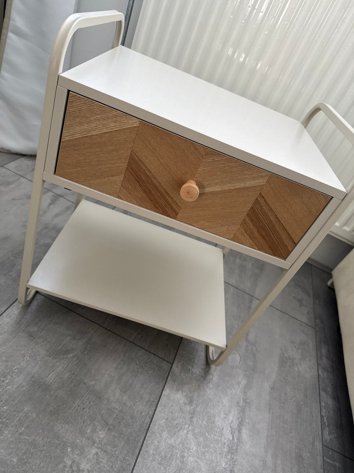2x Nachtkastjes Action - Beige/Grijsachtig, Ophalen, Gebruikt, Minder dan 45 cm, Minder dan 55 cm