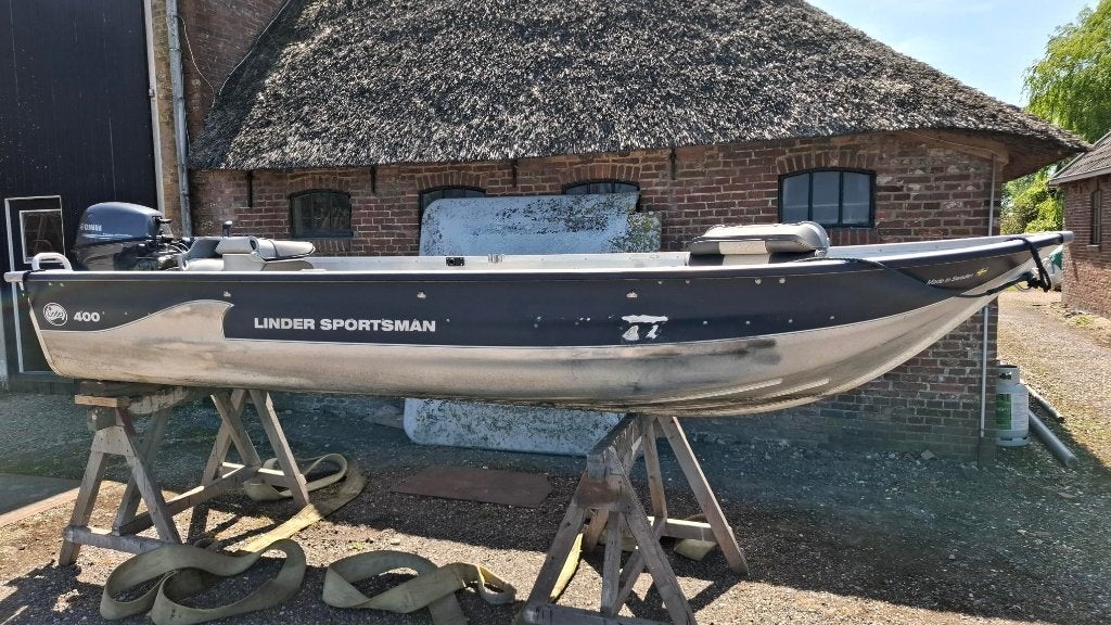 Aluminium motorboot Sportsman 400, 8 pk, Gebruikt, Afdekzeil, Buitenboordmotor