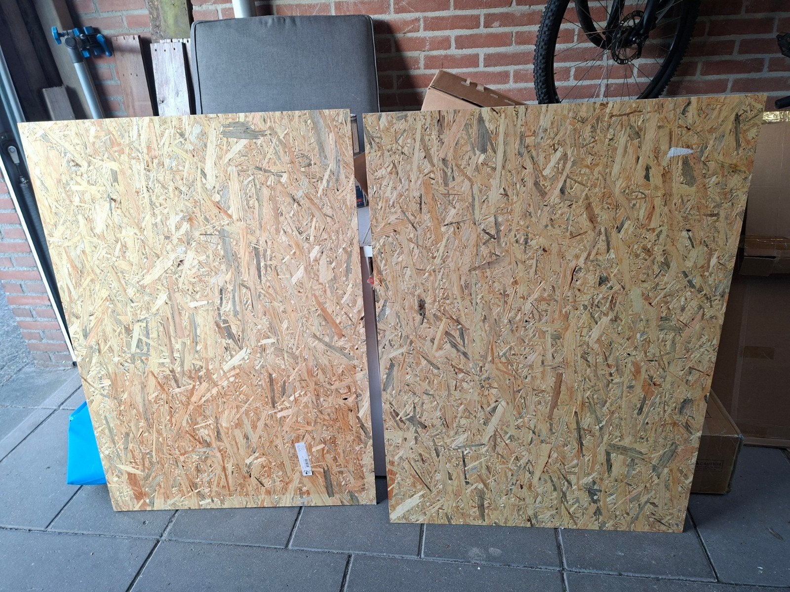 2x OSB Constructieplaat 86,5x122 cm, Ophalen, Gebruikt, Minder dan 25 mm, Overige typen