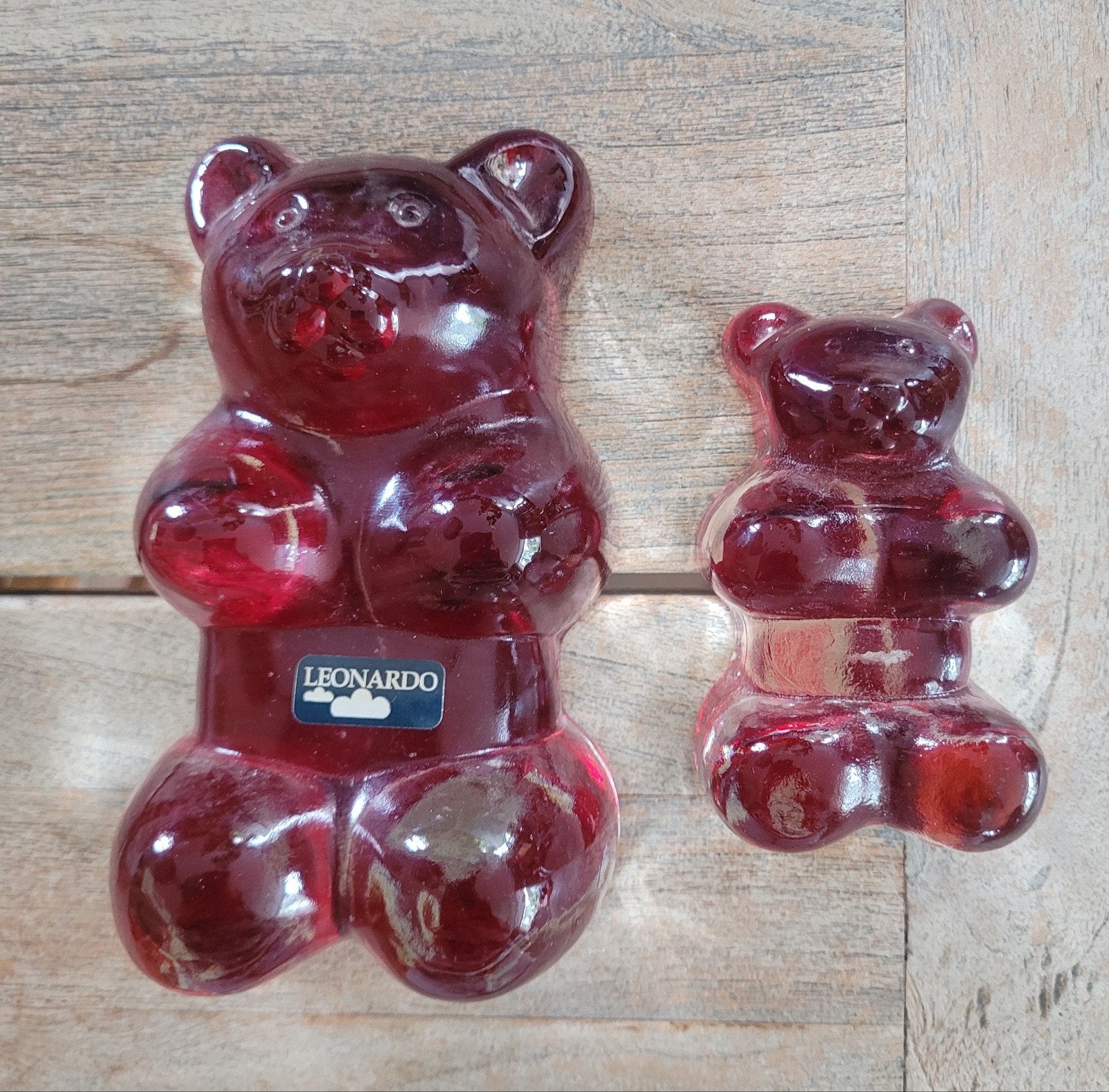 Leonardo Gummy Bear presse-papier - 2 maten - Glas, Ophalen of Verzenden, Gebruikt, Rood, Glas