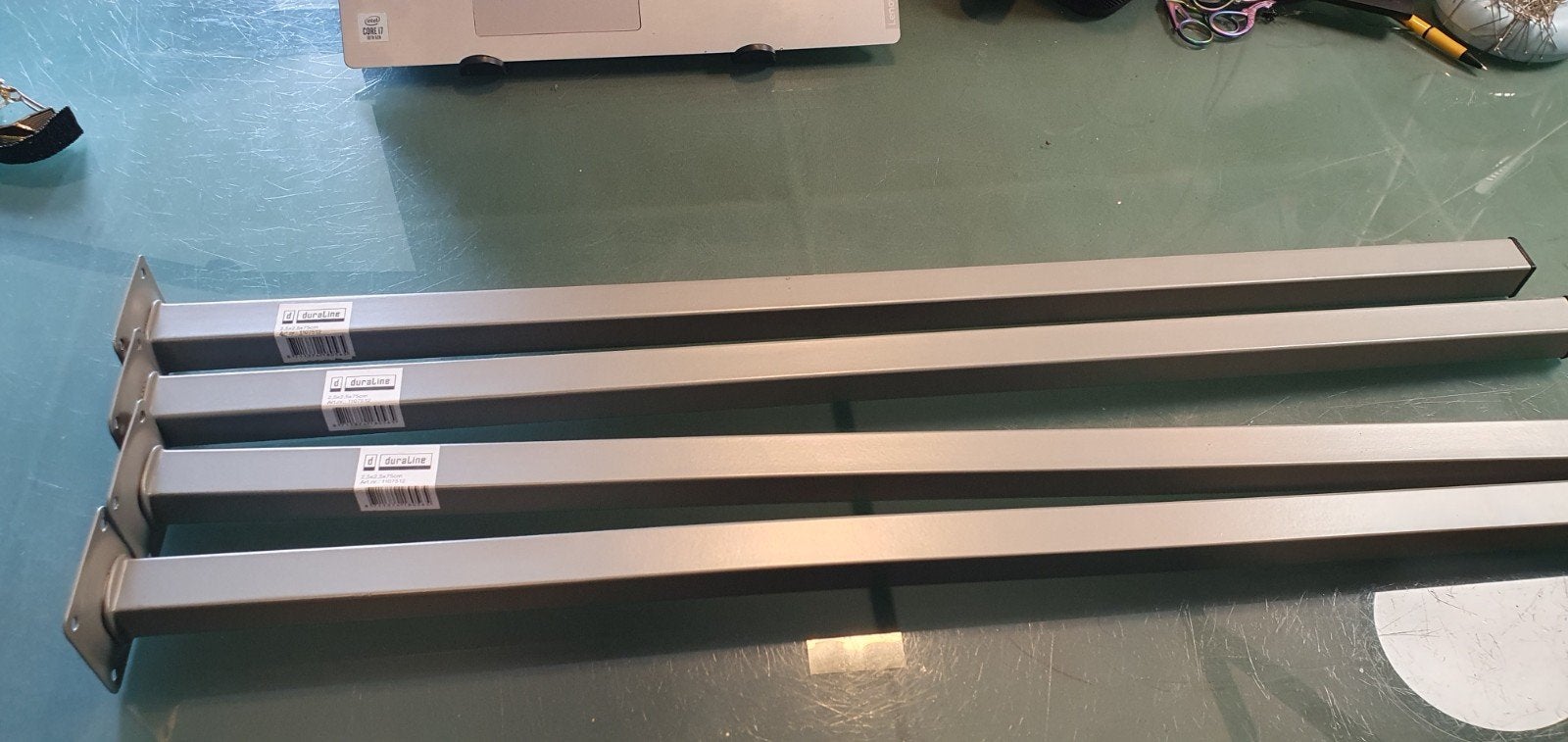4x duraline tafelpoten grijs, Ophalen of Verzenden, Rond, 50 tot 100 cm, Minder dan 50 cm