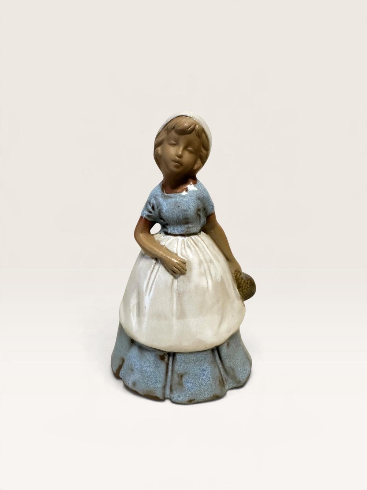 Vintage Keramische Handbel / Tafelbel - Meisje in Jurk, Ophalen of Verzenden