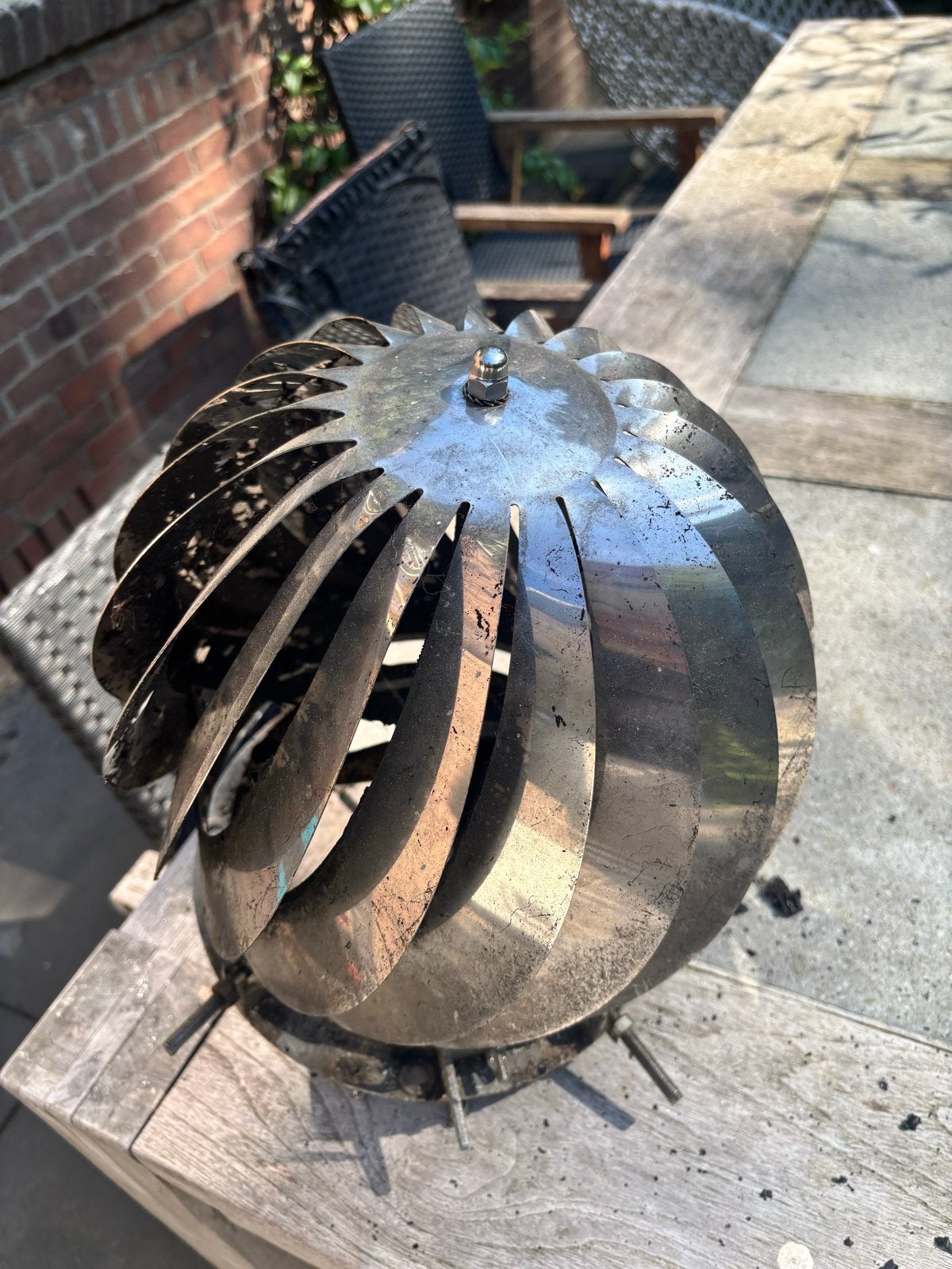 Roestvrijstalen schoorsteenkap/windventilator Aspirotor 200, Ophalen of Verzenden, Gebruikt, Ventilator en Afzuiger