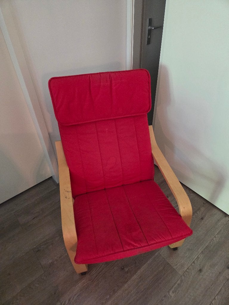 Rode fauteuil, Huis en Inrichting, Fauteuils, Ophalen, Gebruikt, 75 tot 100 cm, Stof