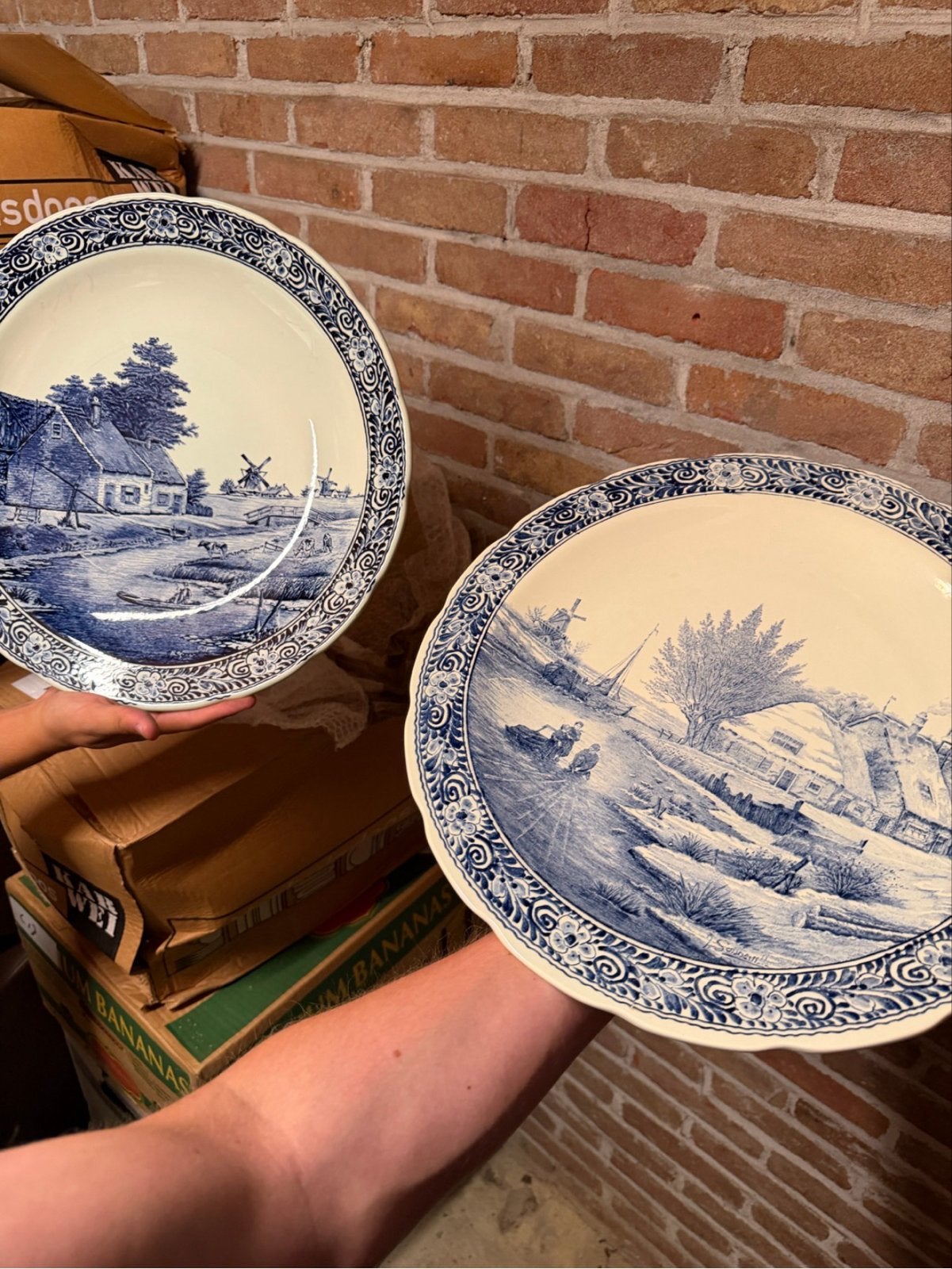 Set van 2 Grote Vintage Delfts Blauwe Wandborden - Royal Sph, Ophalen of Verzenden