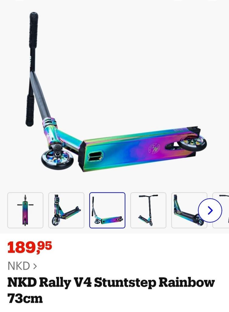 NKD rally V4 stuntstep rainbow 73cm, Ophalen, Zo goed als nieuw, Gewone step