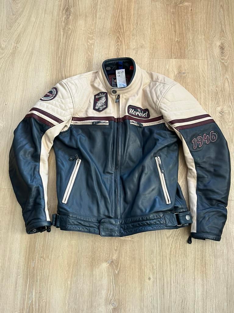 Held retro leren motorjas maat 52/L, Motoren, Ophalen of Verzenden, Tweedehands, Heren, Jas | leer