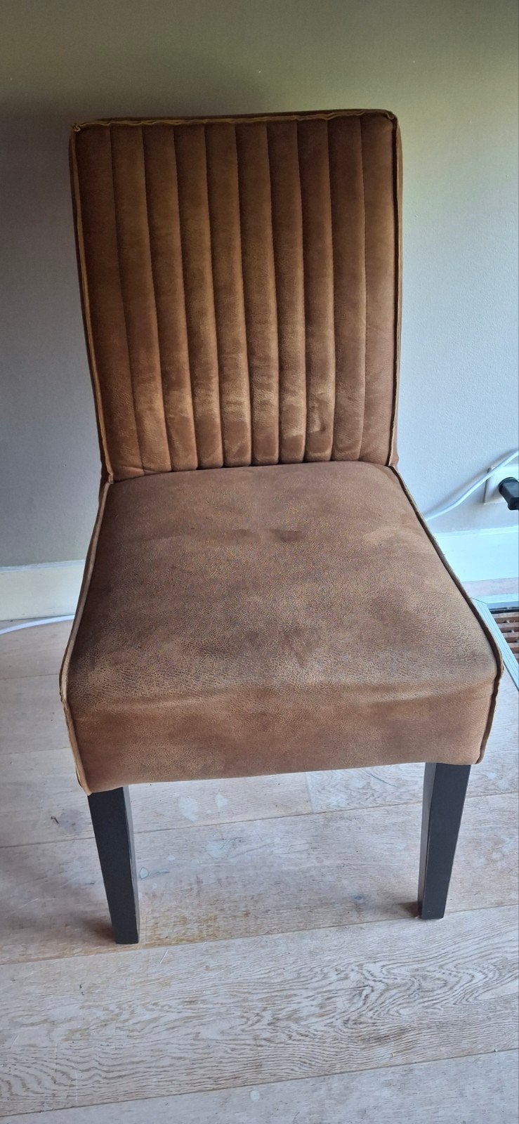 Twee Casey eetkamerstoelen - cognac step leder, Ophalen, Twee, Bruin, Leer