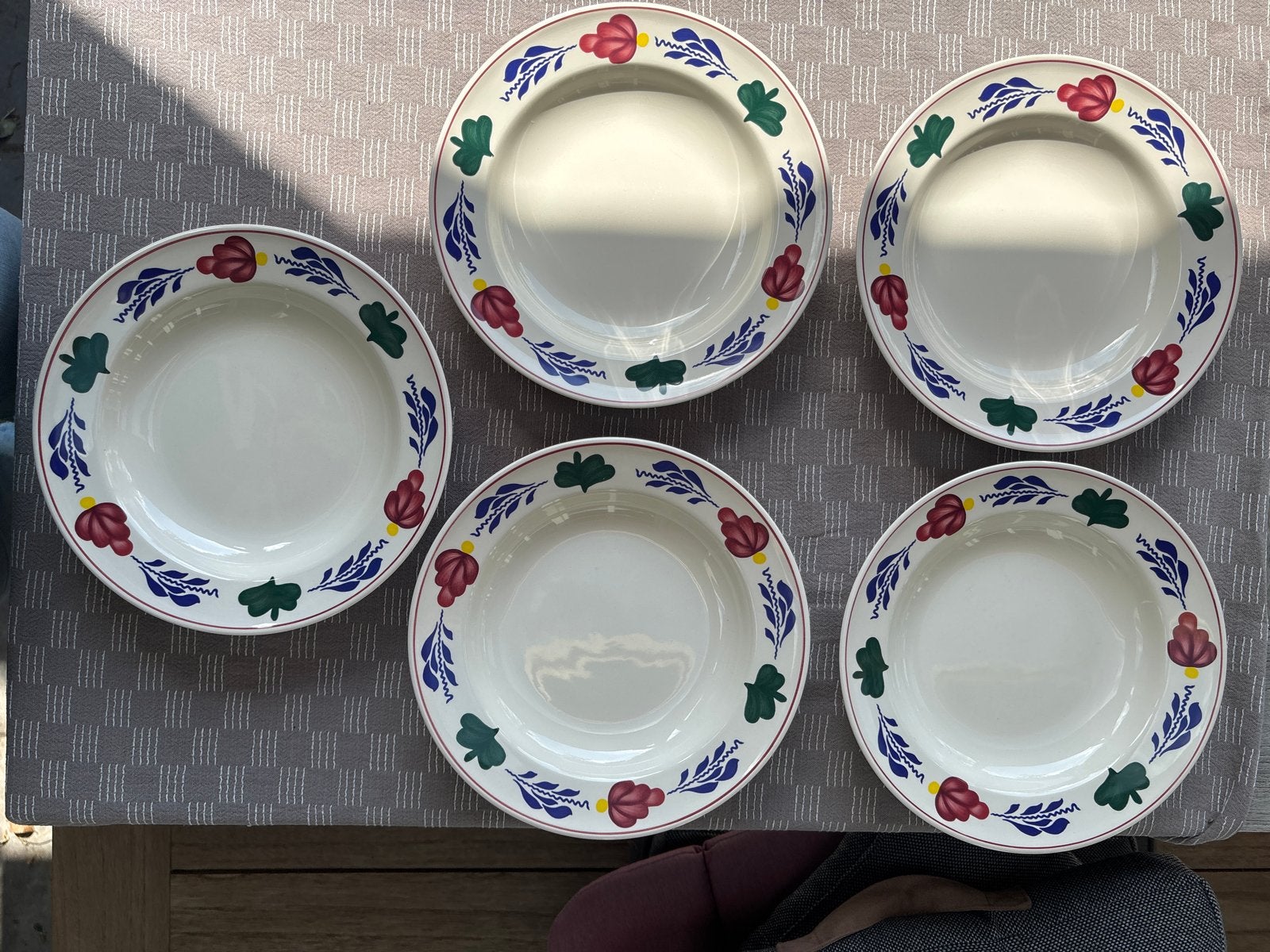 Boerenbont diepe borden - set van 5, Gebruikt, Overige merken, Keramiek, Landelijk/Boerenbont