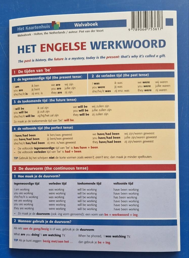 Het Engelse Werkwoord - Walvaboek Grammatica Kaart, Boeken, Taal | Engels, Zo goed als nieuw, Non-fictie, Ophalen of Verzenden