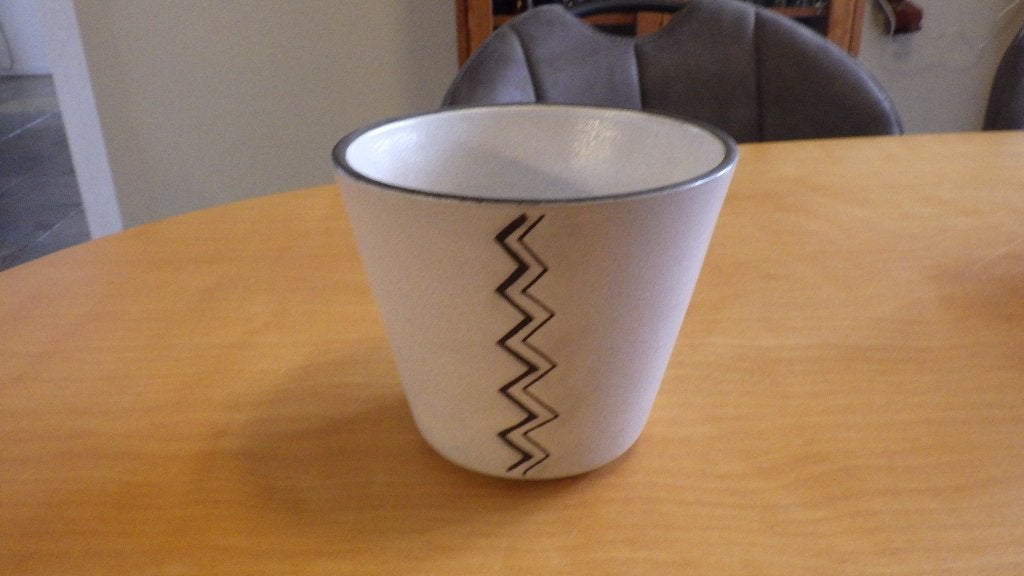 mooie retro overpot met zigzag patroon, Verzamelen, Retro, Ophalen of Verzenden, Overige typen