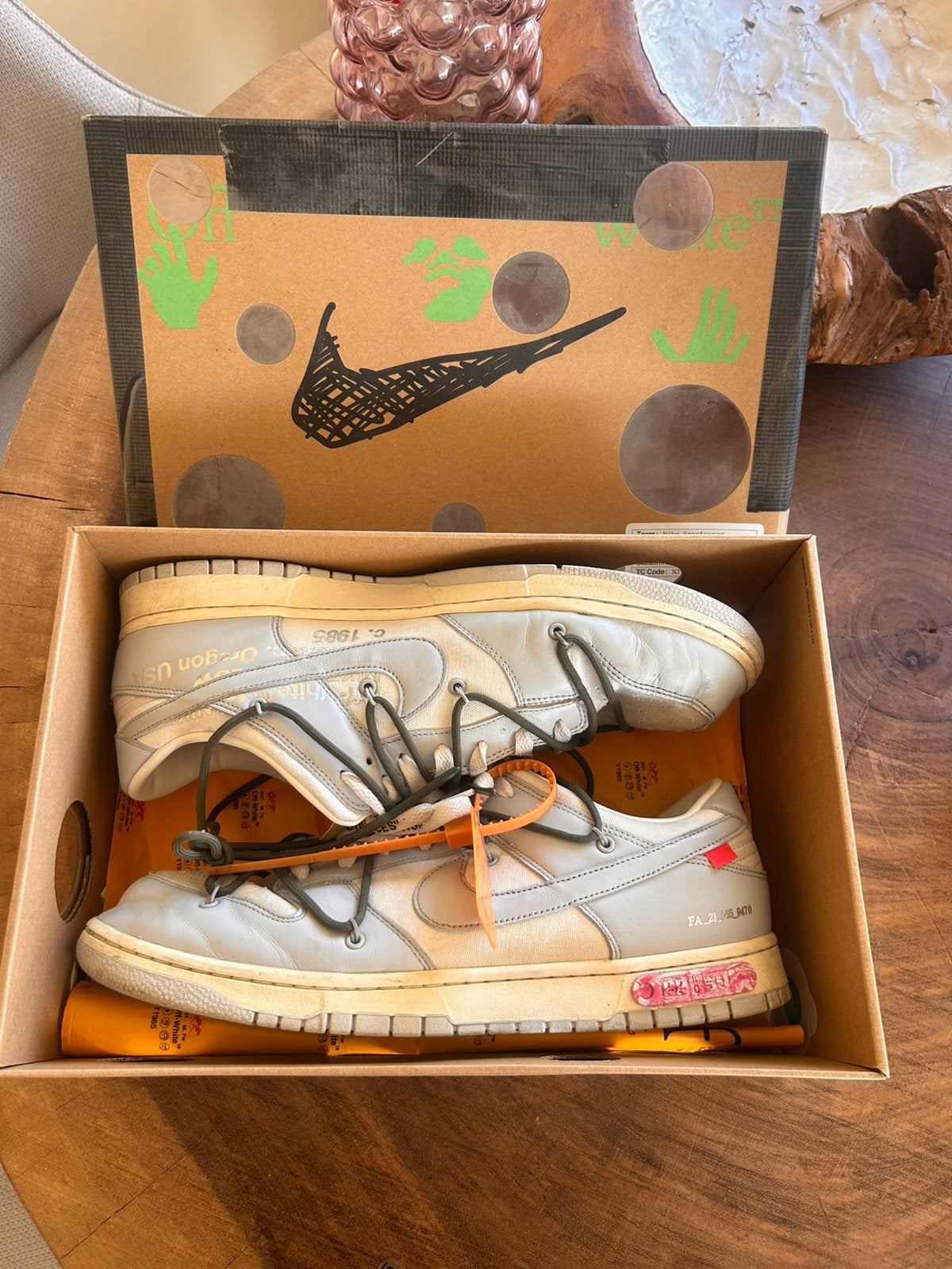 Nike Dunk Low Off-White Lot 23/50 EU 48.5 US14 | met doos, Ophalen, Gedragen