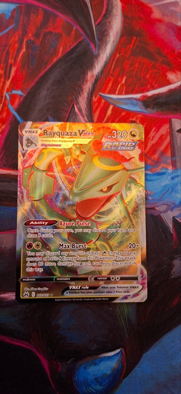 Pokemon Rayquaza VMAX 102/159, Ophalen of Verzenden, Zo goed als nieuw, Losse kaart