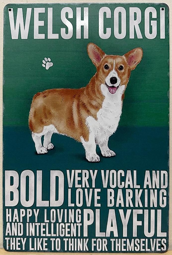 Welsh Corgi hond eigenschappen reclamebord van metaal deco, Info@deconoord.nl, Deco Noord, Nieuw, Ophalen of Verzenden