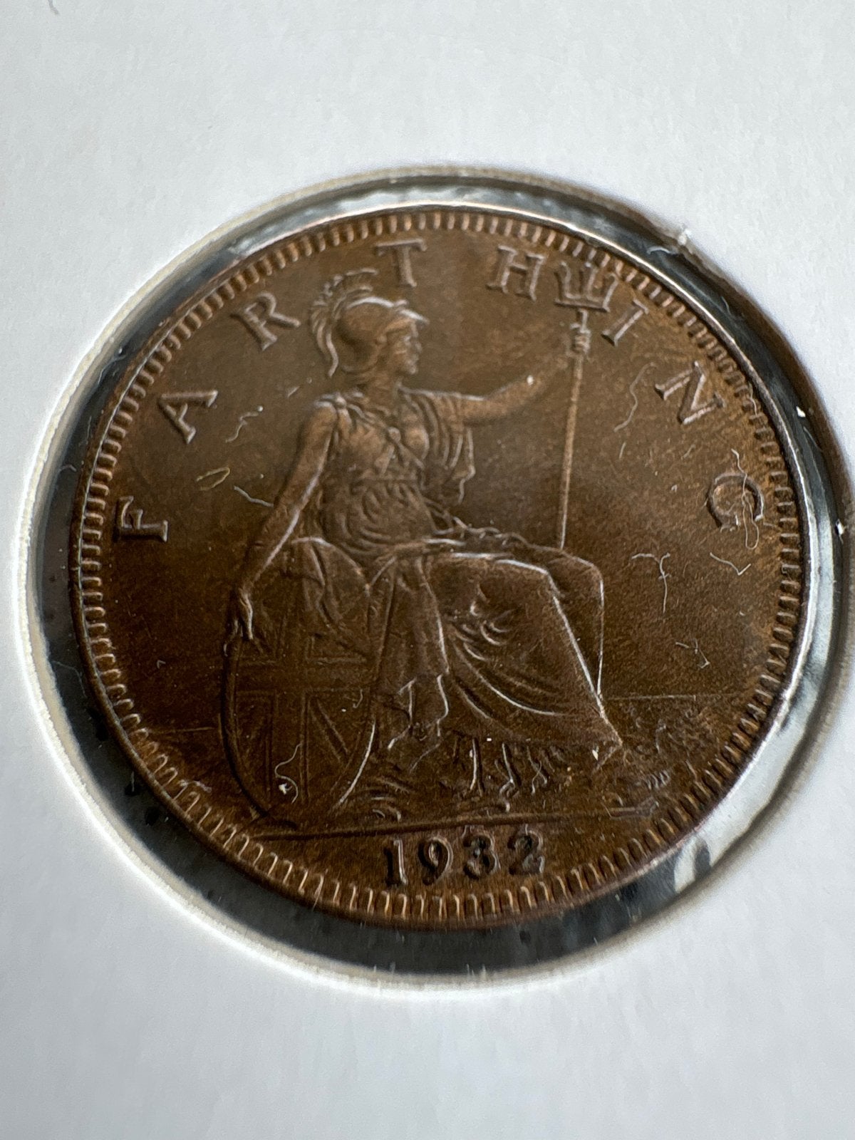 Farthing 1932 Britse munt Koning George V, Ophalen of Verzenden, Losse munt