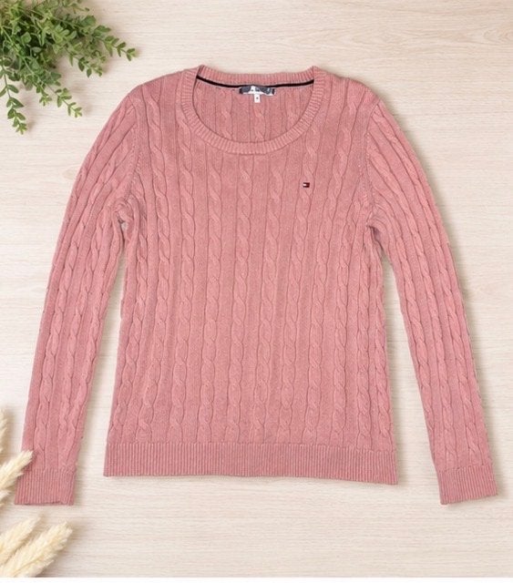 Tommy Hilfiger roze kabeltrui, Kleding | Dames, Truien en Vesten, Ophalen of Verzenden, Zo goed als nieuw, Maat 36 (S), Roze