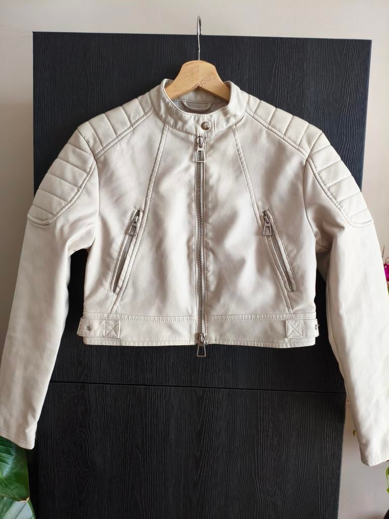Stradivarius Crème Lederlook Jasje Maat S, Beige, Ophalen of Verzenden, Maat 36 (S), Stradivarius