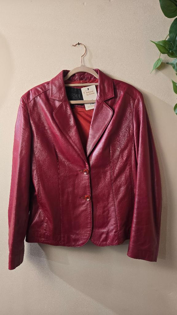 ARMA Leren Blazer Bordeaux Rood Dames 40 / L, Arma, Maat 42/44 (L), Ophalen of Verzenden, Zo goed als nieuw