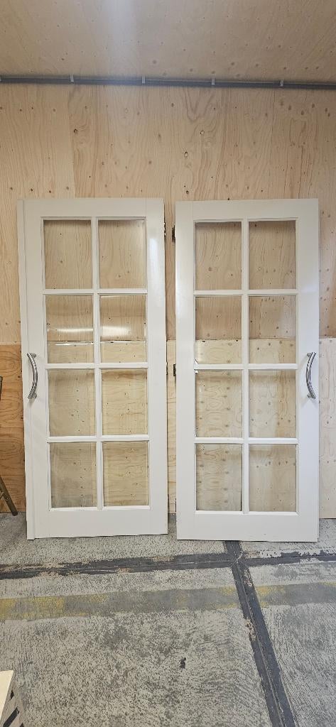 Dubbele deur met facetglas, Ophalen, Gebruikt, 80 tot 100 cm, Binnendeur