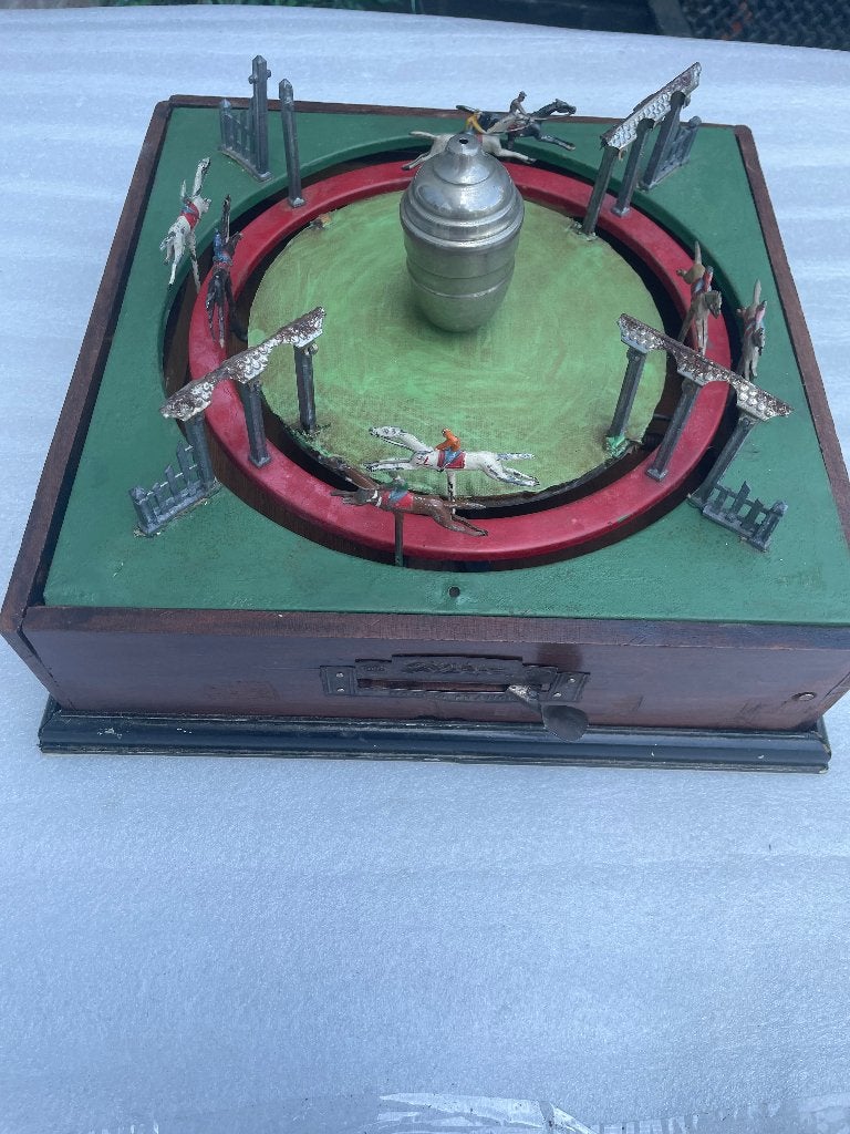 Antiek mechanisch paardenracespel "Jeu de Course" Frankrijk,, Ophalen