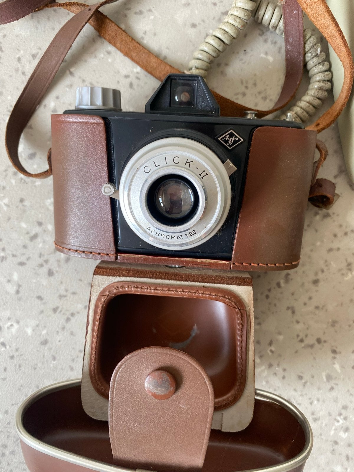 Kaveltje vintage spullen: camera, telefoon, klok, föhn, Ophalen of Verzenden, Gebruikt