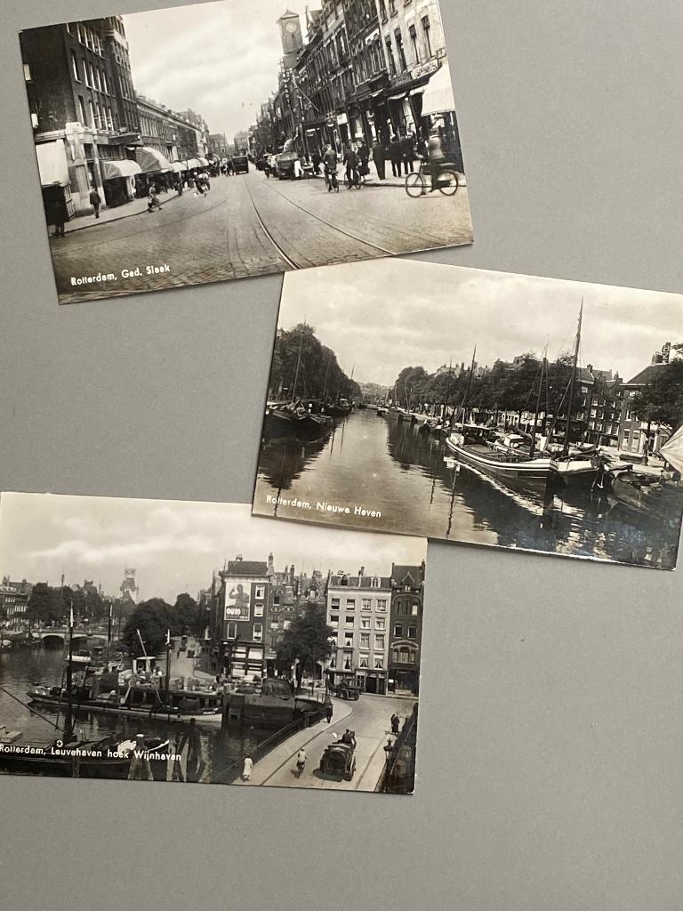 3 fotokaarten van het vooroorlogse Rotterdam, Ophalen of Verzenden, 1920 tot 1940, Ongelopen, Zuid-Holland