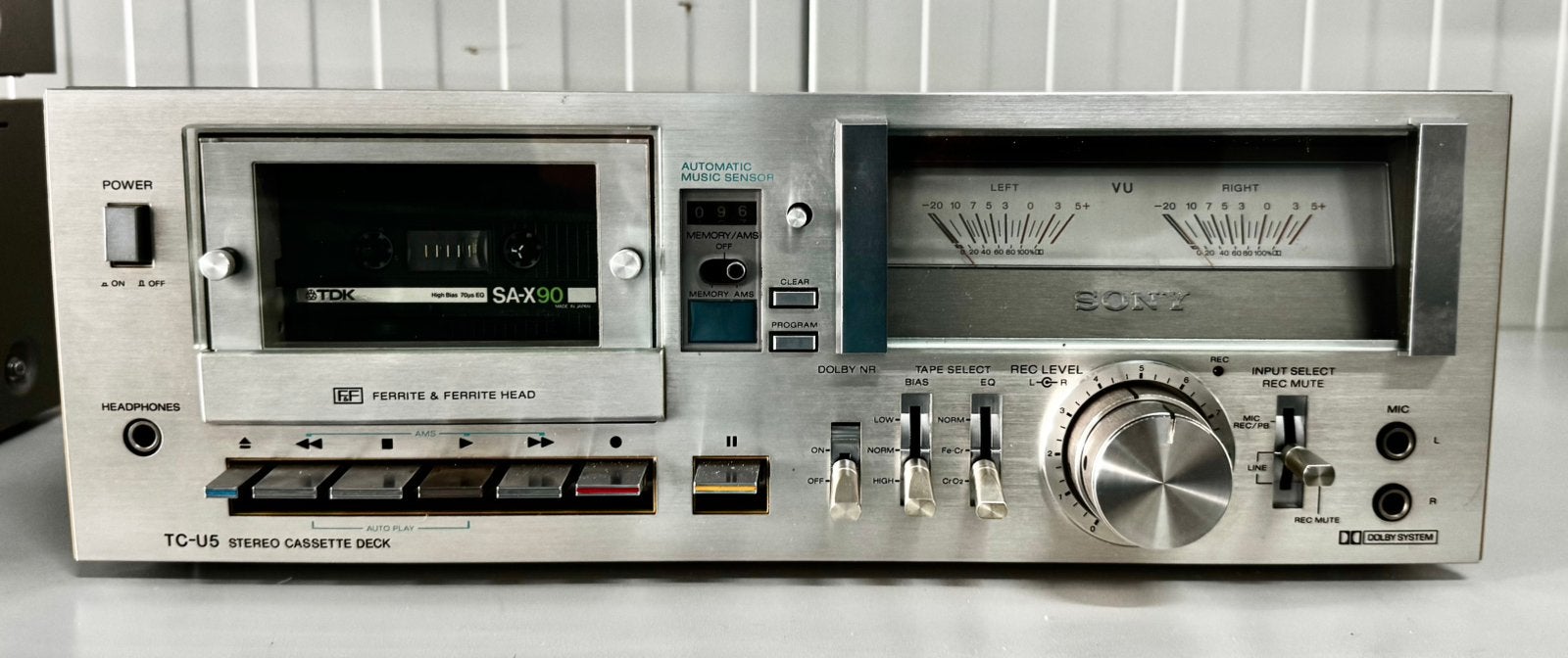 Sony TC-U5 cassettedeck, Ophalen, Enkel, Sony, Tape counter