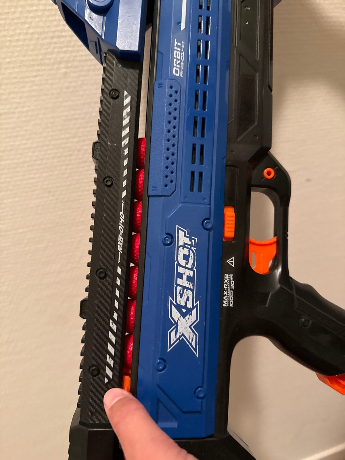X-Shot Orbit pistool met rode balletjes, Ophalen, Gebruikt