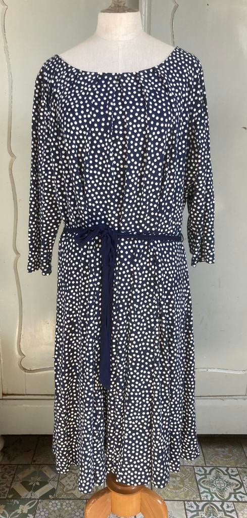 Polkadot blauwe jurk via appia, Blauw, Maat 46/48 (XL) of groter, Ophalen of Verzenden, Zo goed als nieuw