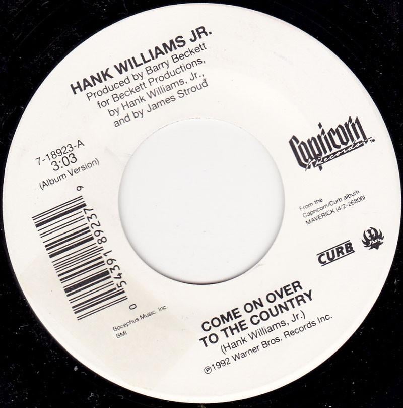 Hank Williams Jr - Come On Over To The Country 7, Cd's en Dvd's, Vinyl Singles, 7 inch, Single, Ophalen of Verzenden, Zo goed als nieuw