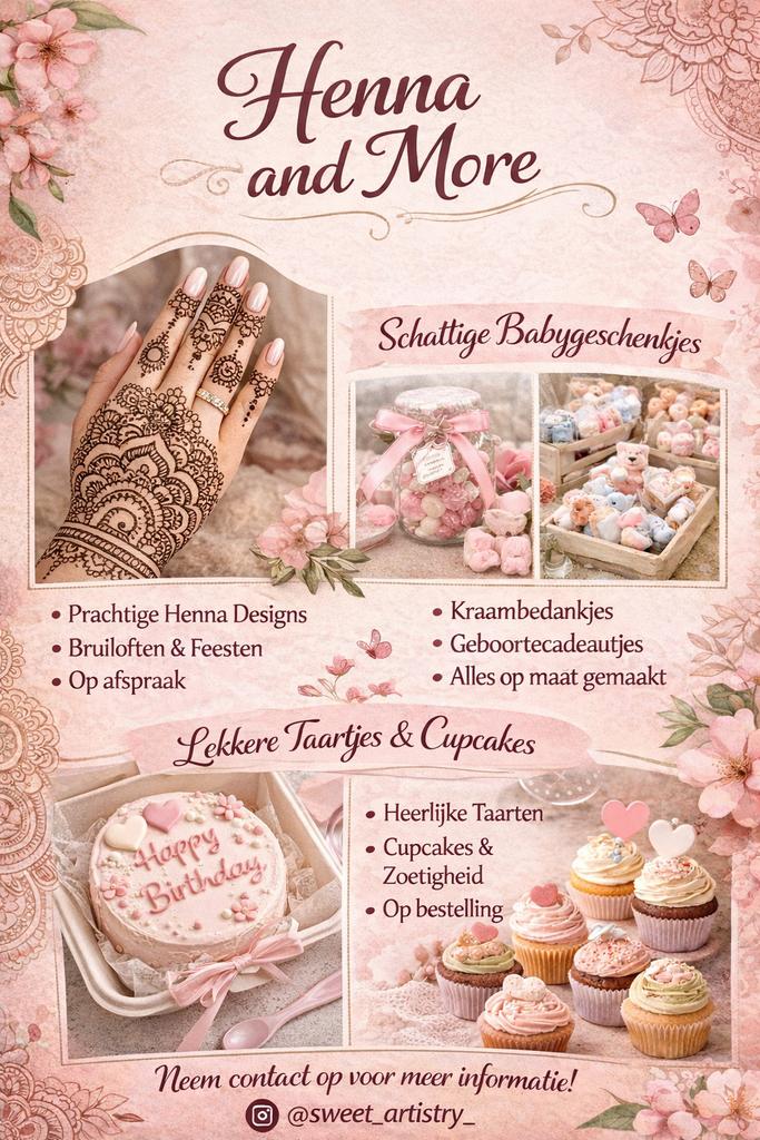 Taarten, Henna & Meer: Unieke Creaties voor Elke Gelegenheid, Ophalen of Verzenden, Nieuw