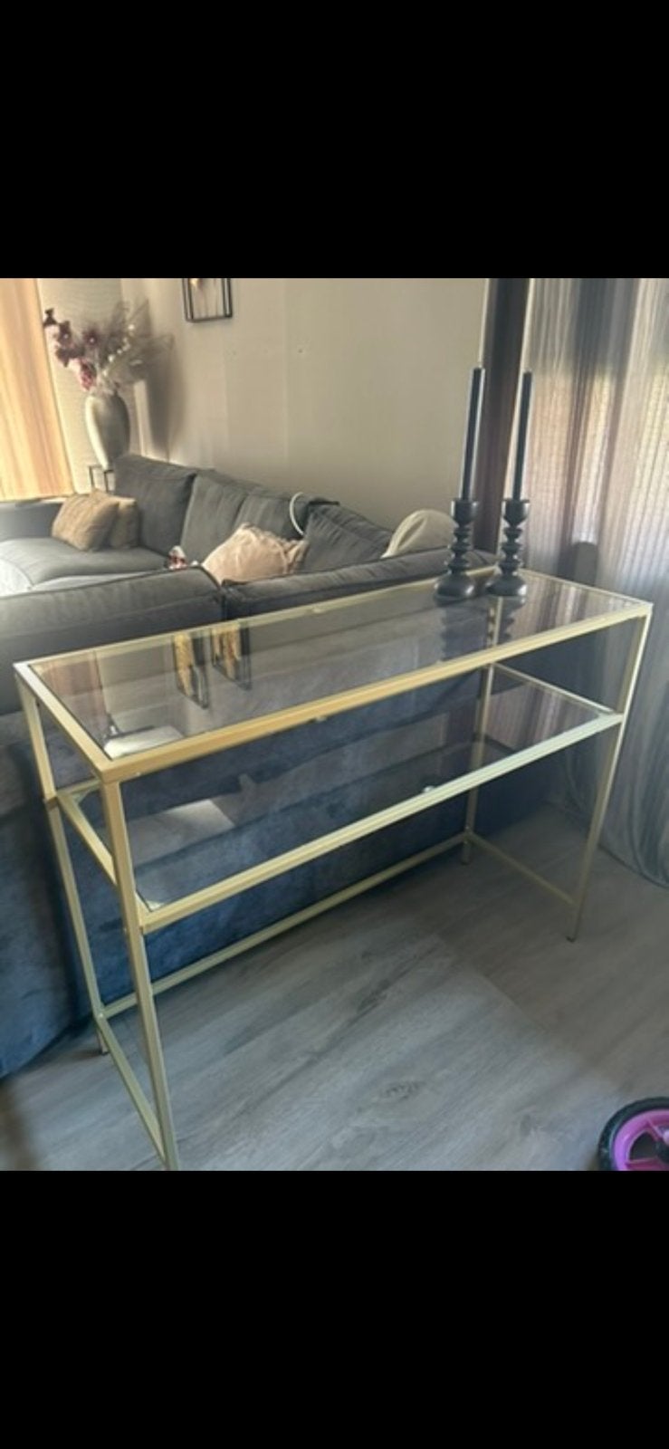 Side table goud / glas, Huis en Inrichting, Tafels | Sidetables, Ophalen, Glas, Zo goed als nieuw, 25 tot 50 cm