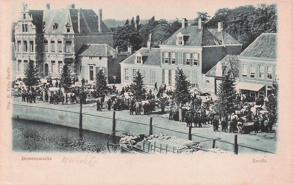 Zwolle - Beestenmarkt bij kanaal FRAAI, Ophalen of Verzenden, Voor 1920, Ongelopen, Overijssel