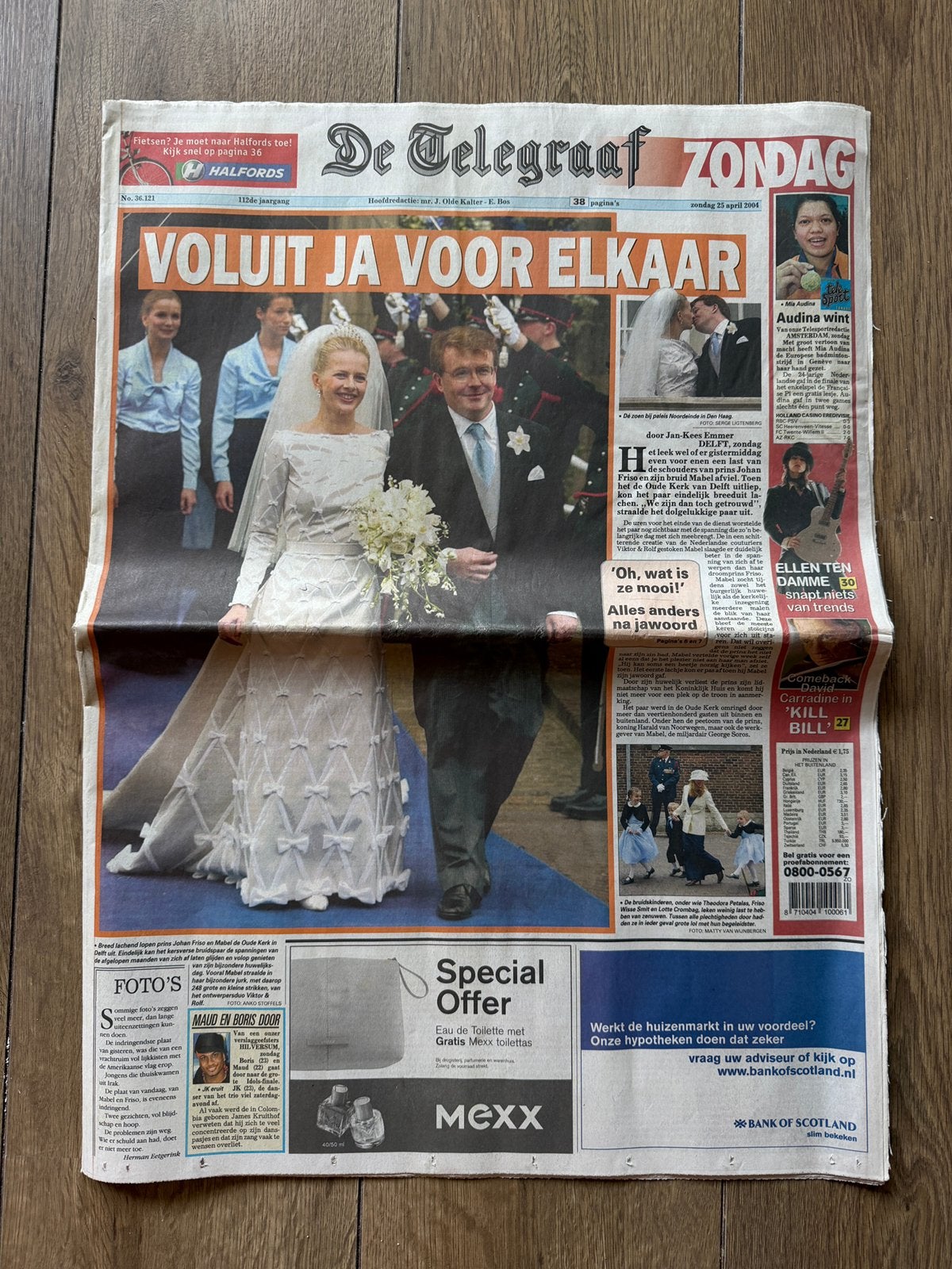 Oude Telegraaf 2004 bruiloft Johan Friso en Mabel., Ophalen of Verzenden, Zo goed als nieuw