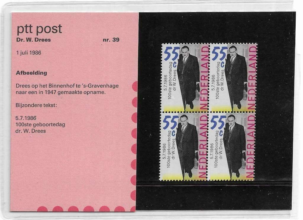 Postzegelmapje 39 - Dr. W. Drees 1986, Postzegels en Munten, Postzegels | Nederland, Verzenden, Na 1940, Postfris
