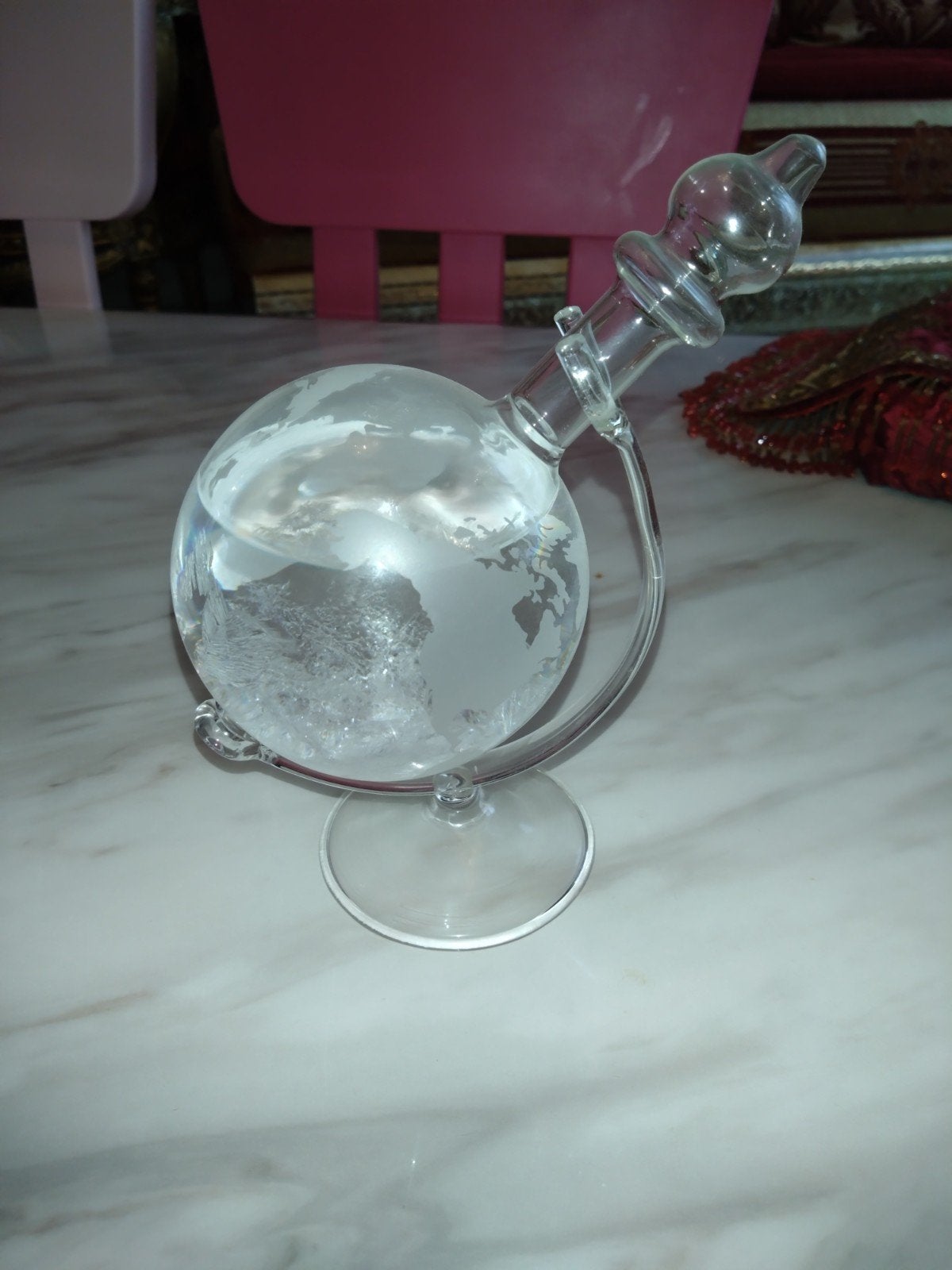 Glazen Stormglas Wereldbol met standaard, Ophalen of Verzenden, Zo goed als nieuw, Modern, Wit