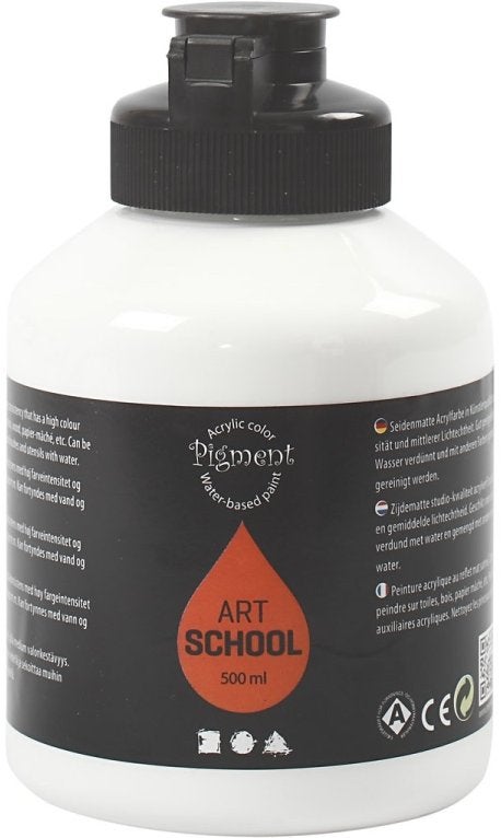 Creotime Art School pigment verf white fles 500 ml 35410, Hobby en Vrije tijd, Schilderen, ., Nieuw, Ophalen of Verzenden, .