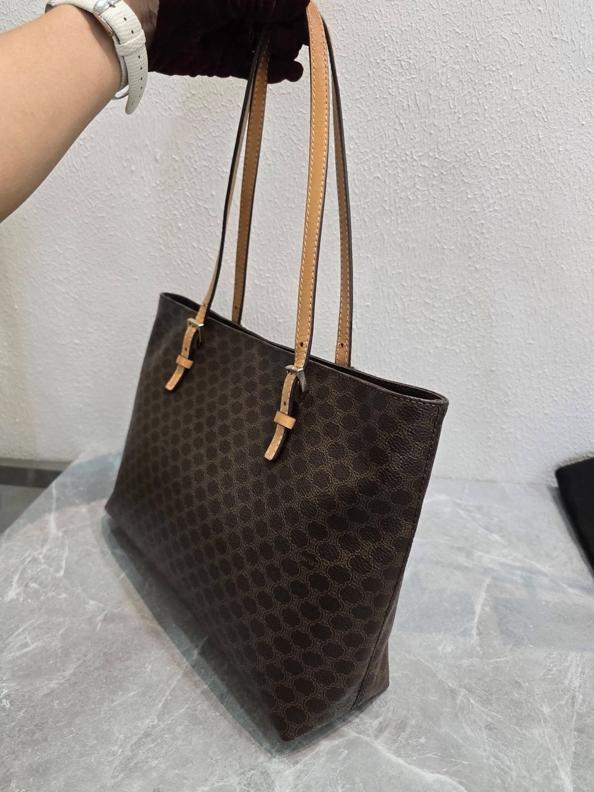 Celine Macadam Tote Bag, Verzenden, Gebruikt, Bruin, Shopper