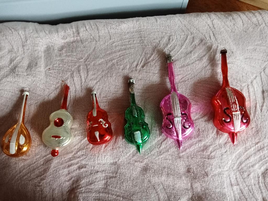 antieke glazen kerstbal model snaar instrumenten 2, Ophalen of Verzenden, Gebruikt