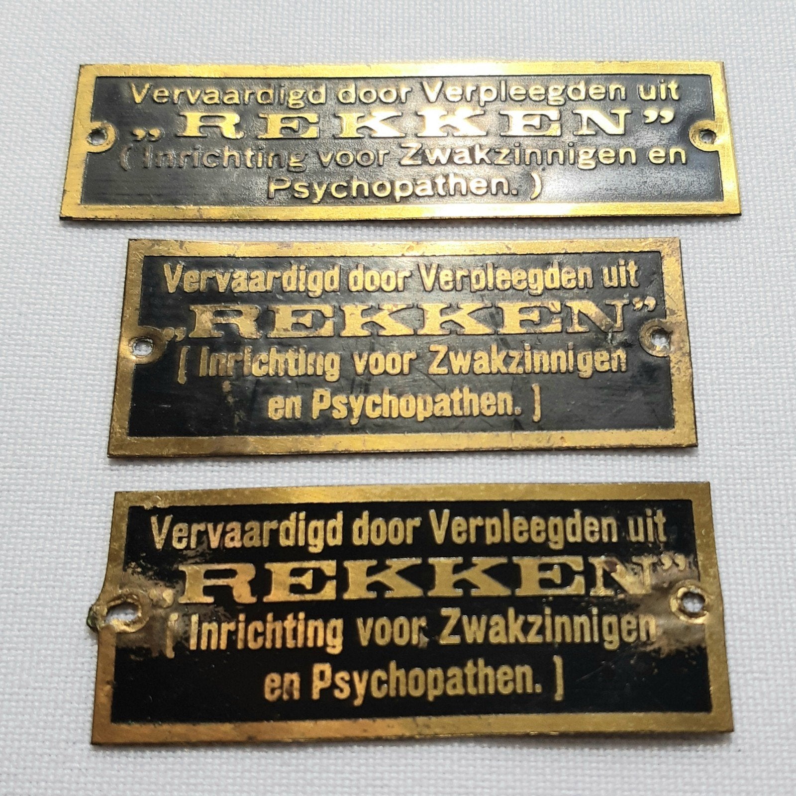 Antieke Koperen Reclame Plaatjes Rekkense Inrichting Rekken, Verzenden, Zo goed als nieuw, Overige typen