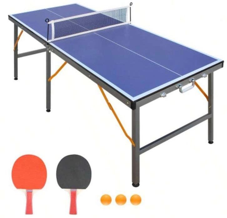 Compacte inklapbare tafeltennistafel met accessoires, Ophalen, Gebruikt, Tafel Indoor, Inklapbaar