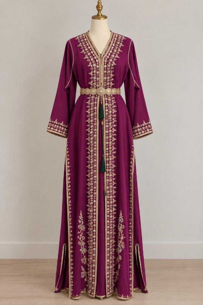Marokkaanse vrouwen jurk (takshita/takchita) Fuchsia rood, Maat 38/40 (M), Ophalen of Verzenden, Zo goed als nieuw, Rood