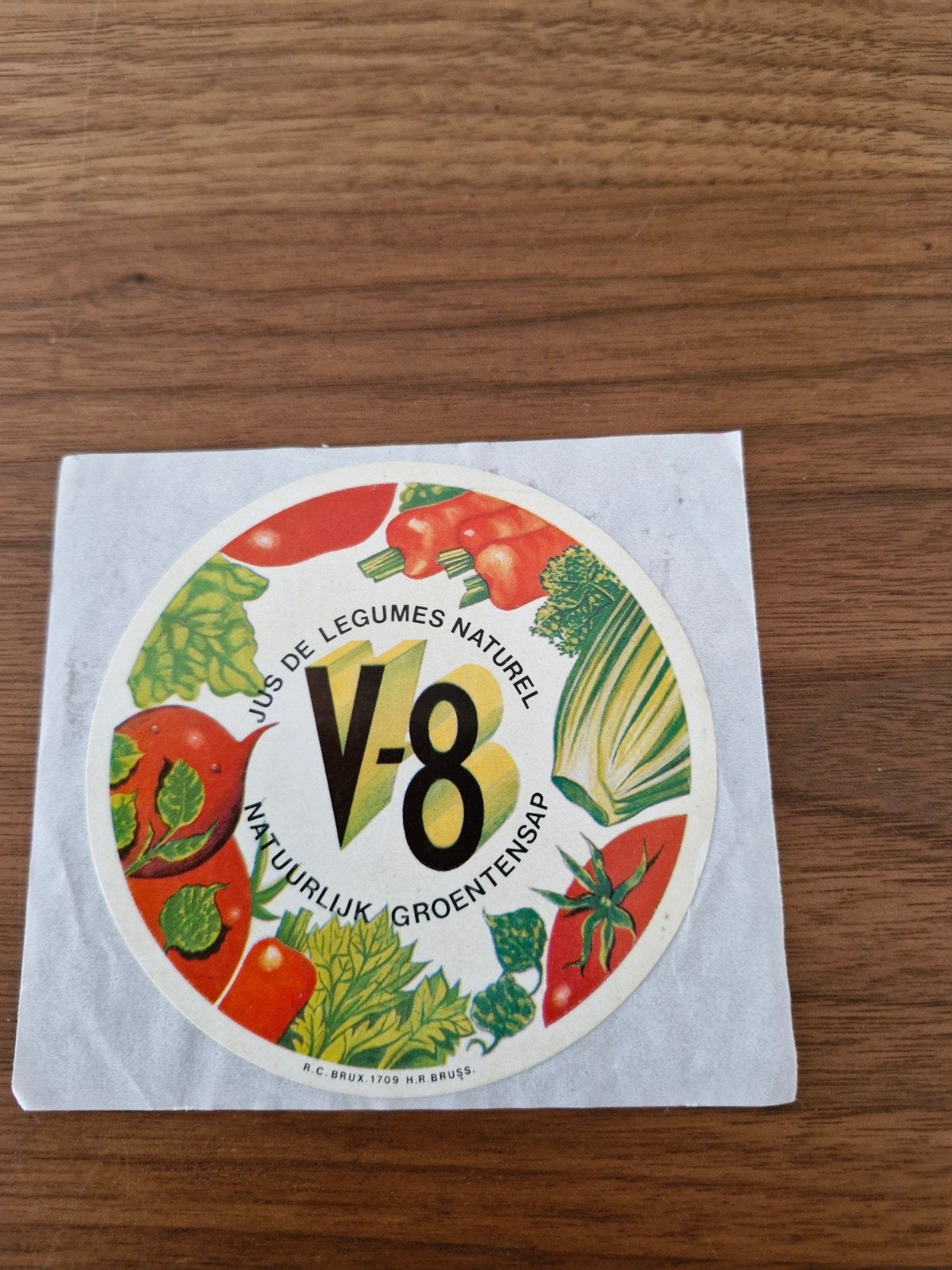 8832 Vintage V-8 Groentensap Sticker -Natuurlijk Groentensap, Ophalen of Verzenden, Nieuw, Merk